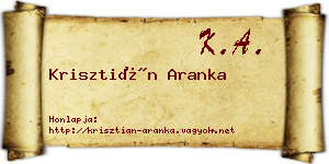 Krisztián Aranka névjegykártya